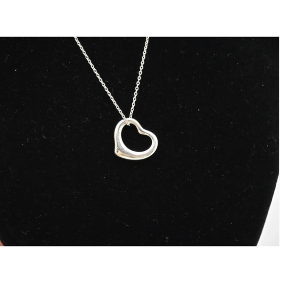Tiffany & Co. Elsa Peretti Open Heart Charm Sterling Silver 925 on 16" Chain - Picture 3 of 9